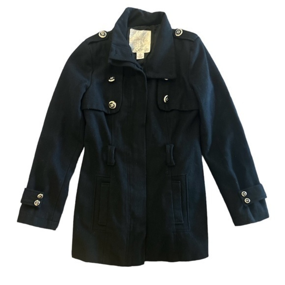 Arden B Women’s Black Gold Military Wool Coat Y2K Vintage Size S